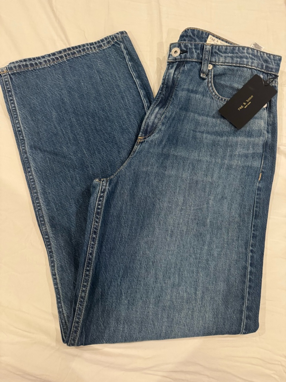 rag & bone Women's Mid Rise Wide Leg Jeans
